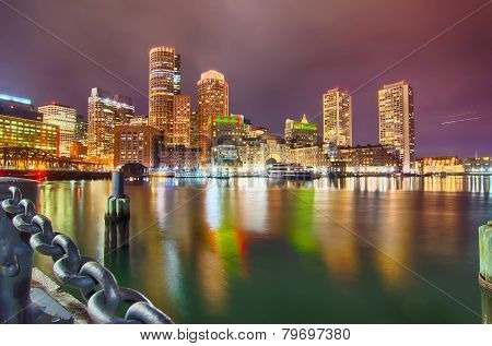 Boston harbor and Financial District