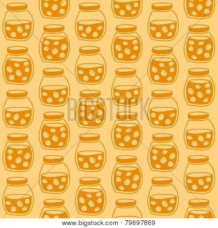 Bright seamless pattern with the apricot jam jars.