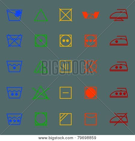 Fabric Care Sign And Symbol Color Icons