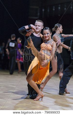 Professional belarussian dance couple of Kuzmenkov Dmitry and Kazakevich Alina performs Youth-2 Lati
