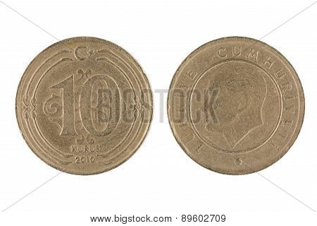Turkish 10 Kurus Coin