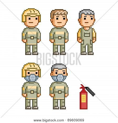 Pixel art collection firefighters
