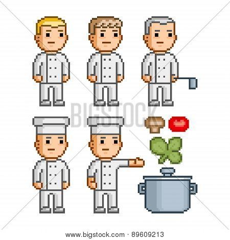Pixel art collection chefs