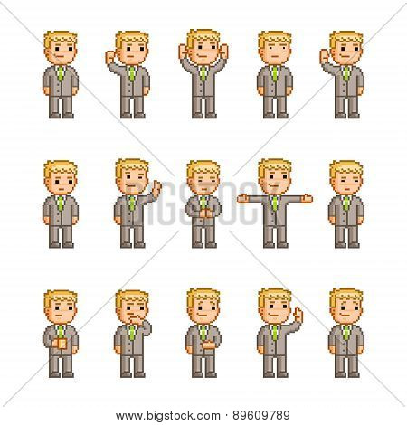 Pixel art collection of different emotions
