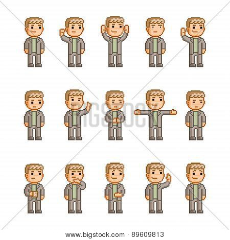 Pixel art collection of different emotions