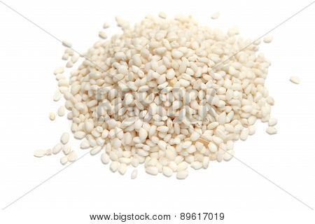 White rice on white background.