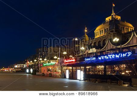 Beach Boulevard With Famous Kurhaus In Scheveningen, The Netherlands