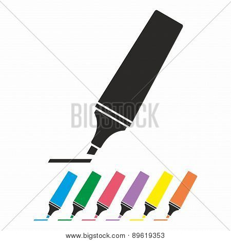 Highlighter pen icon set