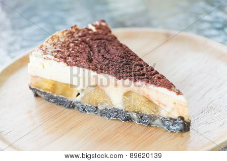 Banoffee Pie Cakes On A Wooden Plate