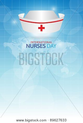 Nurse Cap On Blue Background.