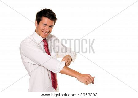 Successful, Strong And Powerful Tackle. Shirt Sleeves