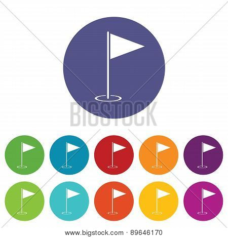Golf flagstick icon set