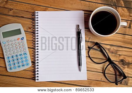 Notepad With Office Supplies