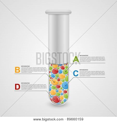 Modern Infographic On Science And Medicine In The Form Of Test Tubes. Design Elements.