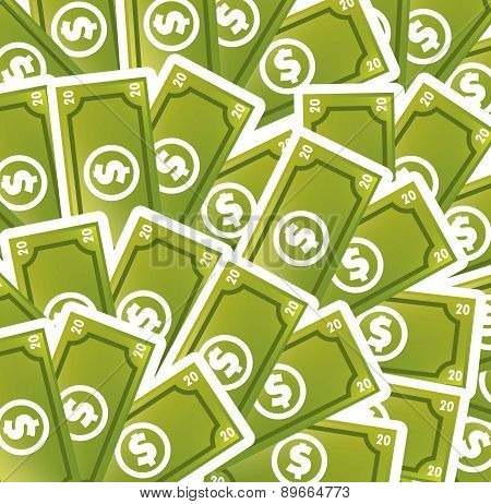 Greem Bills Cartoon Background Vector Illustration