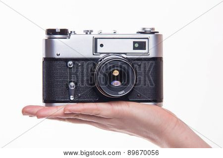 Classic 35Mm Photo Camera On Hand
