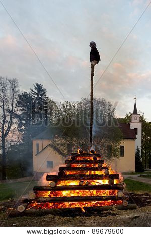 Big Walpurgis Night Fire With Witch