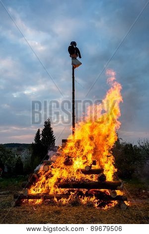 Big Walpurgis Night Fire With Witch
