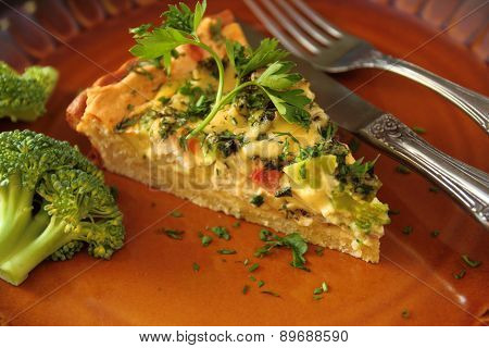 Piece of broccoli pie