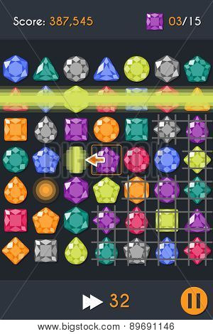 Match3 Gems Puzzle Game Screen