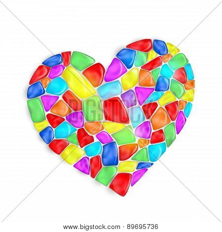 Heart Is Composed Of Multi-colored Stones