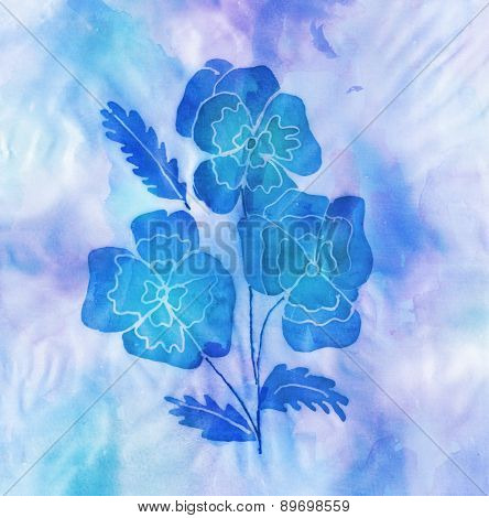 Batic Artwork Of Blue Flowers