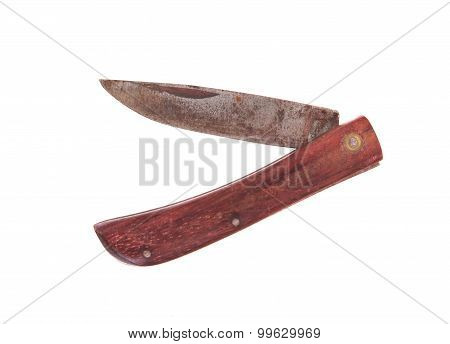 Rusty Pocket Knife Isolated