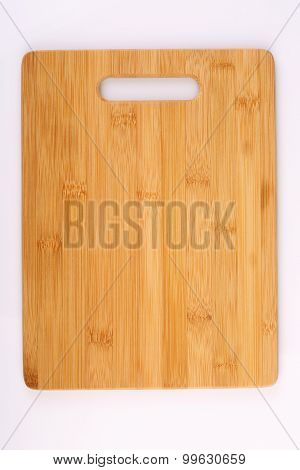 Wooden Chopping Block Isolated With White Background