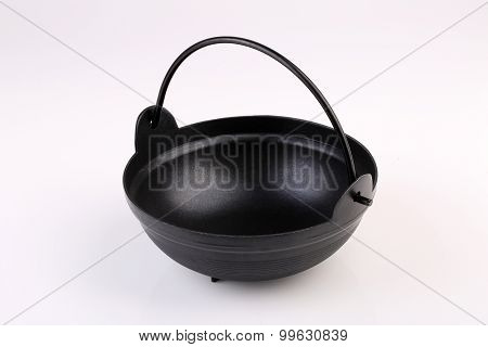 Black Iron Pot Isolated On White Background