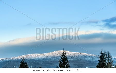 Snow Covered Mountains At The Altkoenig Mountain In Hesse