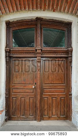 Old Wooden Carved Door Women's Gymnasium 19Th Century, Yelets, Russia