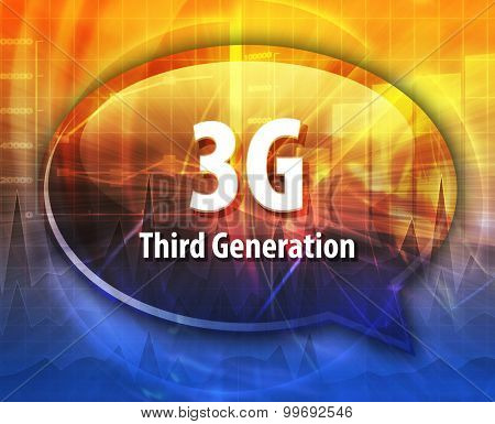 Speech bubble illustration of information technology acronym abbreviation term definition 3G Third Generation cellular data