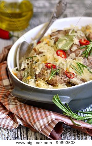 Pork Ribs Stewed With Sour Cabbage.