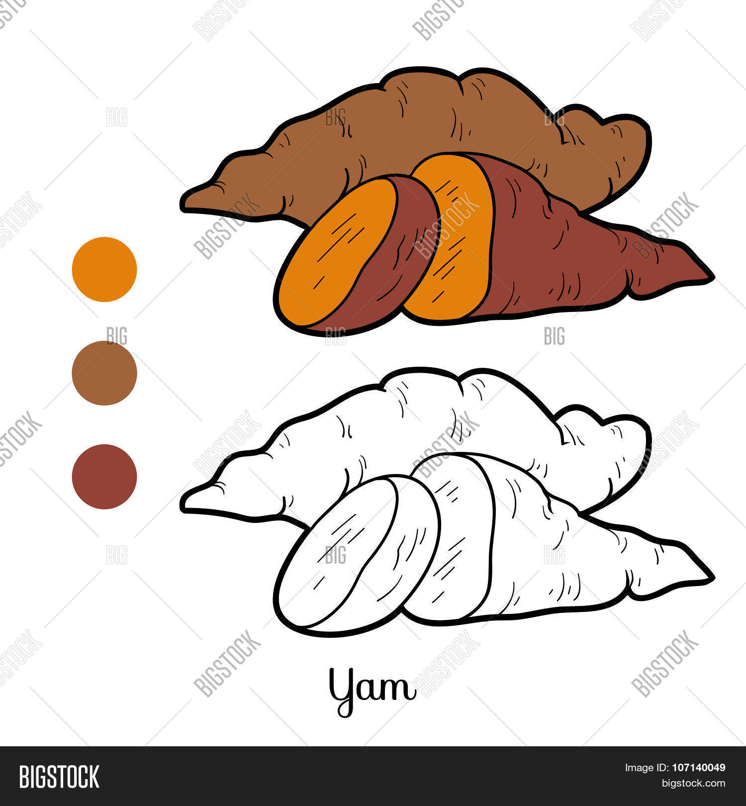 Coloring Book For Children Fruits And Vegetables Yam