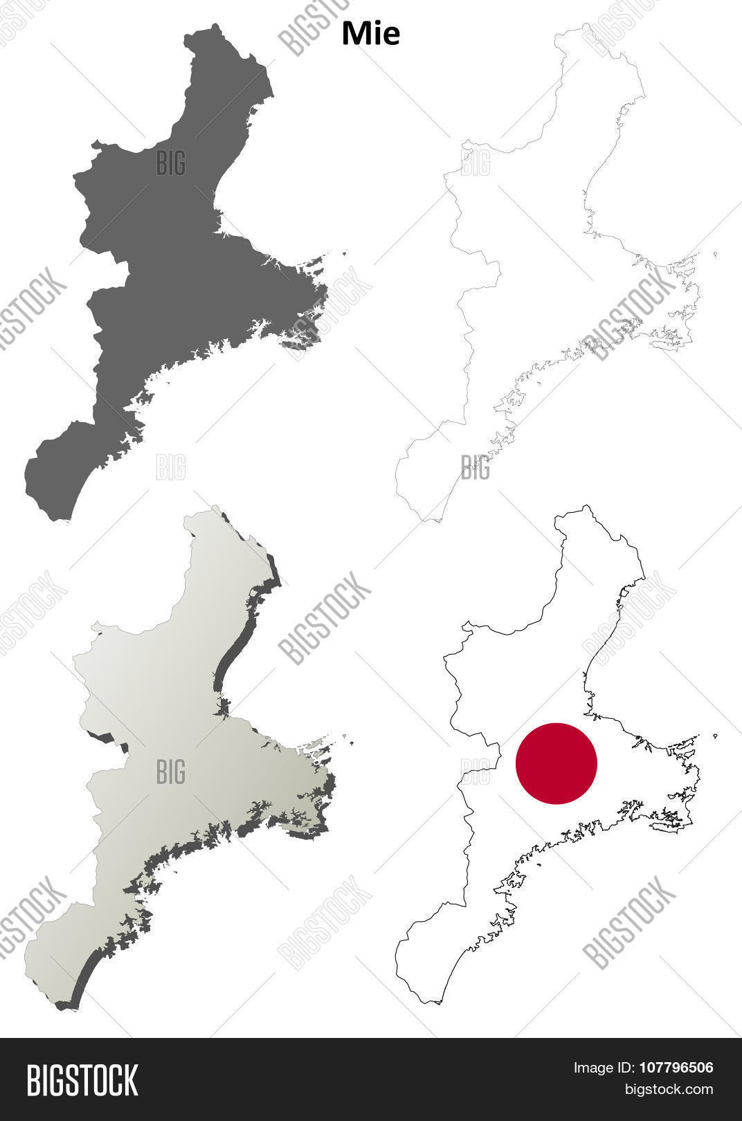 Mie Blank Outline Map Vector &amp; Photo (Free Trial) | Bigstock