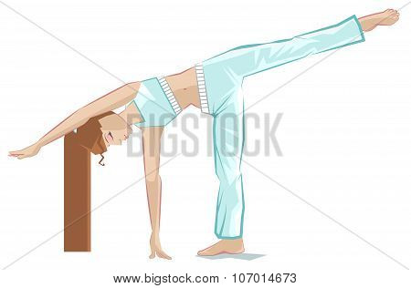 Ardha chandrasana pose. Yoga girl in crescent pose