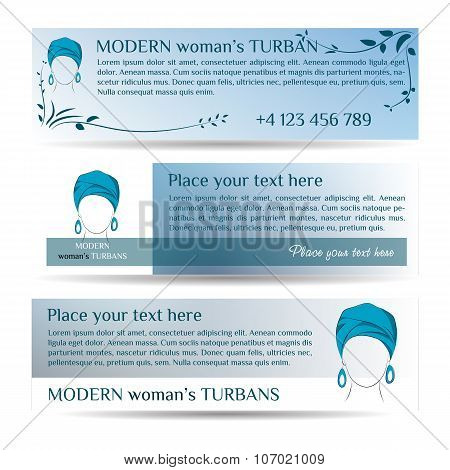 Template three small flyers  with woman in turban