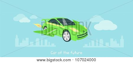 Car of Future Icon Flat Isolated