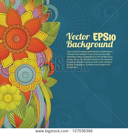 Detailed vector colorful floral background