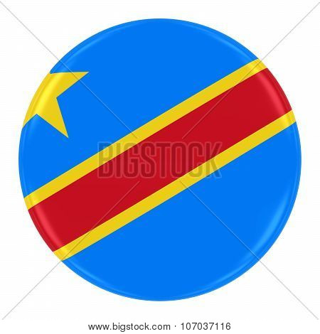 Congolese Flag Badge - Flag Of Dr Congo Button Isolated On White