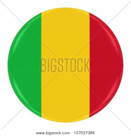 Malian Flag Badge - Flag Of Mali Button Isolated On White