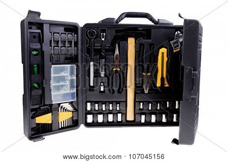 toolbox set of tools include hammer wrench bit driver pliers hex key bush level hex key