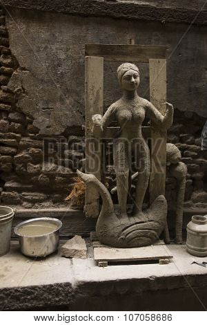 Raw Figure Of Hindu Goddess Saraswati