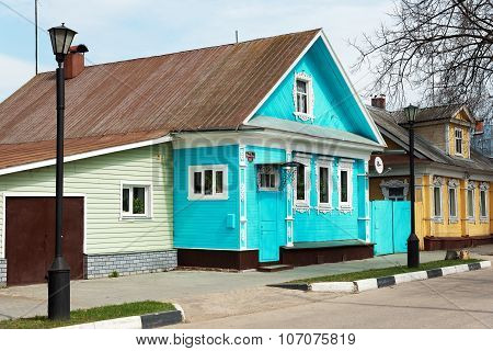 Old Wooden House With White Carved Patterns
