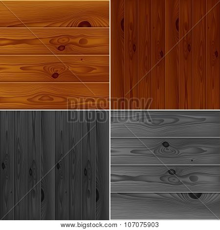 Set of realistic brown and grey wood boards textures