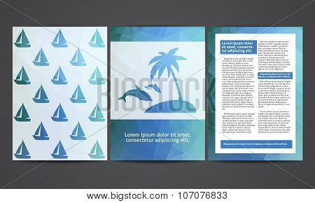 The brochure in polygonal style. Travel, beach, rest, tourism. Vector templates of design.