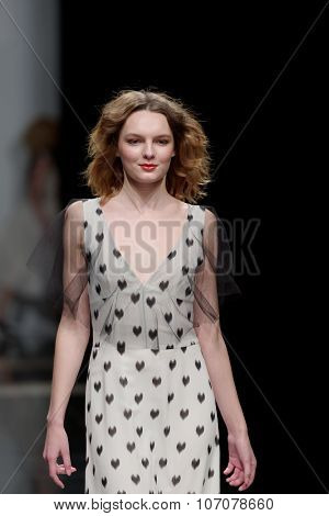 ST. PETERSBURG, RUSSIA - OCTOBER 28, 2015: Collection of Fashion House KOGEL at the fashion show during Mercedes-Benz Fashion Day St. Petersburg. It is one of most popular fashion events of the city