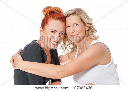 mother and daughter relationships. family. two beautiful women sitting together. generation, joy, ti