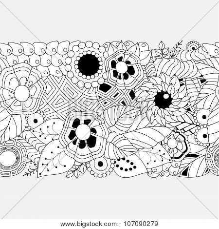 Stock Vector Seamless Floral  Doodle Pattern.