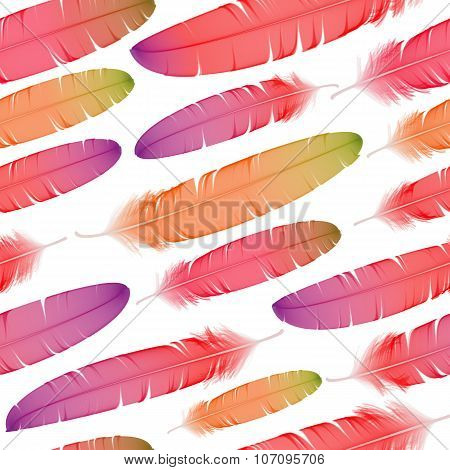 Colorful seamless feather vector pattern
